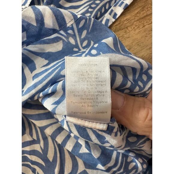 Talbots Blue V-Neck Palm Leaf Cotton Tunic swim cover up Top blouse Size 1X - Picture 4 of 5